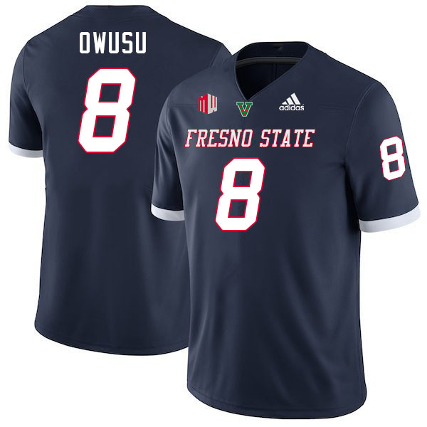 Fresno State Bulldogs #8 Martin Owusu College Football Jerseys Stitched-Navy